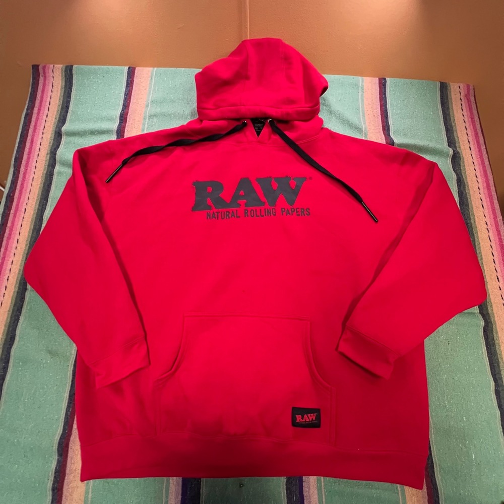 Raw Rolling Papers Hoodie Mens 3XL Red Pullover Supernatural Logo Sweatshirt